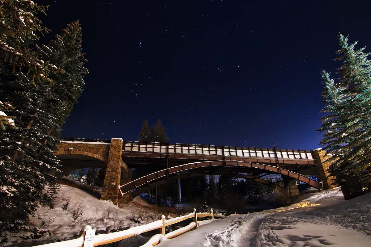 vail brown bridge during nighttime bridge